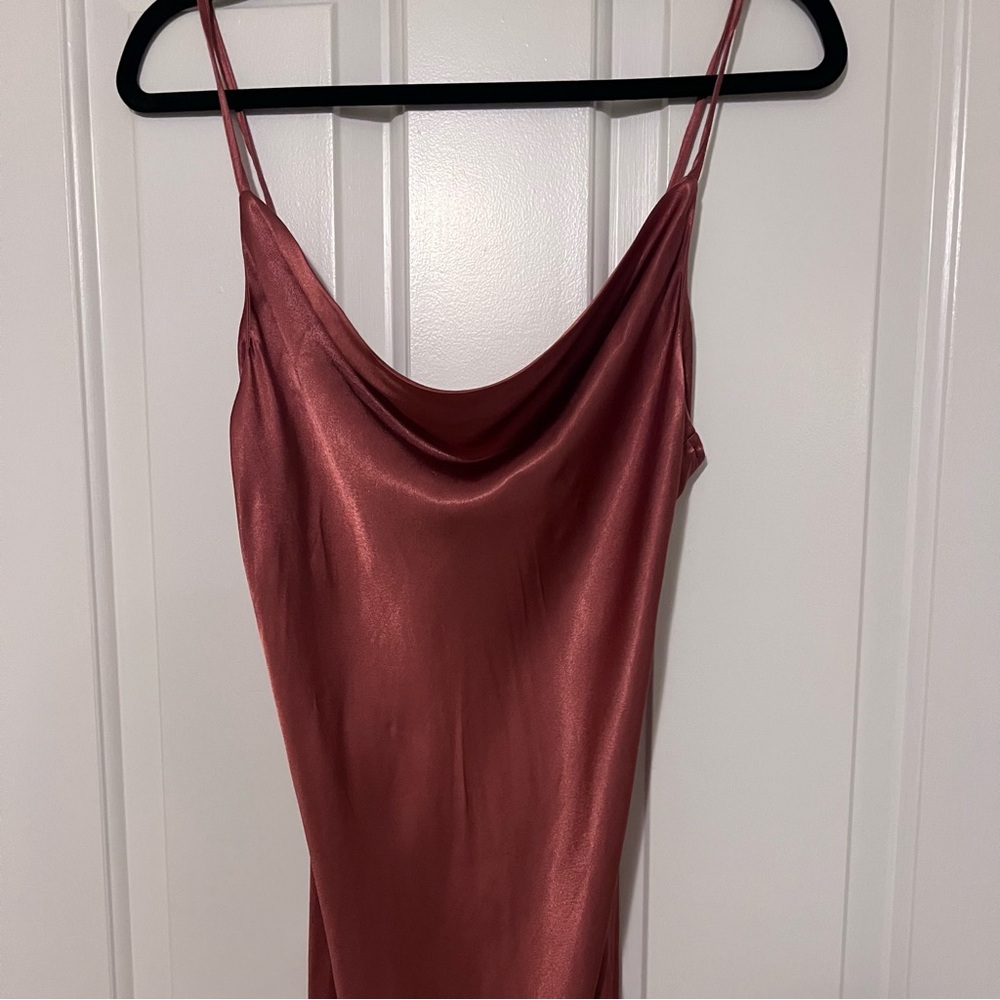Shona Joy Bias Cowl Midi Dress in Terracotta